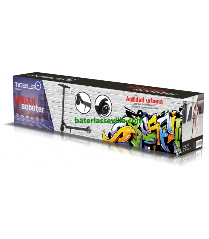 danés enchufe Centro comercial Patinete eléctrico MB-ES20 Bateria Litio Scooter negro - Low Cost Energy