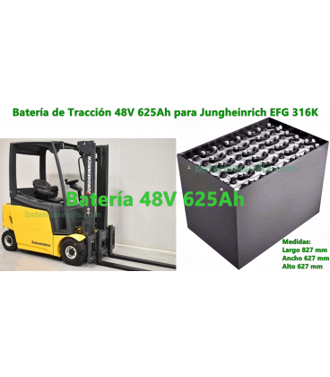 Bateria traccion 48V 5 PzS 625 Ah  Jungheinrich EFG 316K baterias Sevilla 5PzS 625Ah
