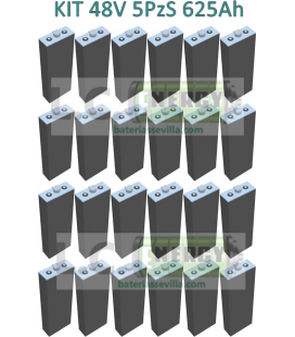 Kit Bateria Traccion 48V 625Ah sin cofre 5PzS 625 Baterias carretilla elevadora