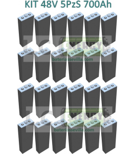 Kit Bateria Traccion 48V 700Ah sin cofre 5PzS 700 Ah Baterias carretilla elevadora